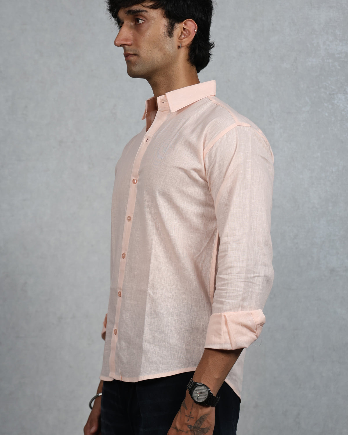 Men's Pink Linen Shirt