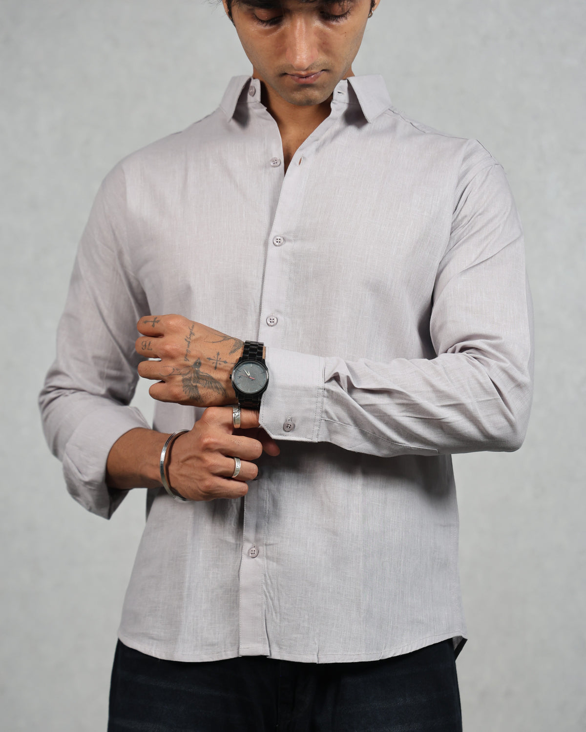 Men's Grey Linen Shirt