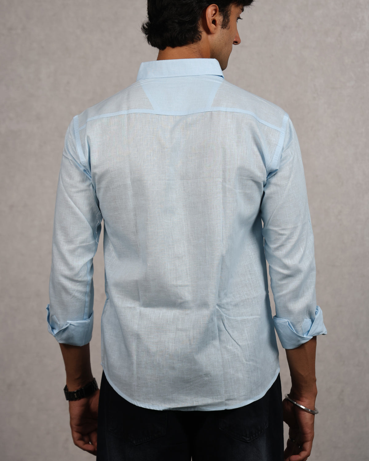 Men's Blue Linen Shirt