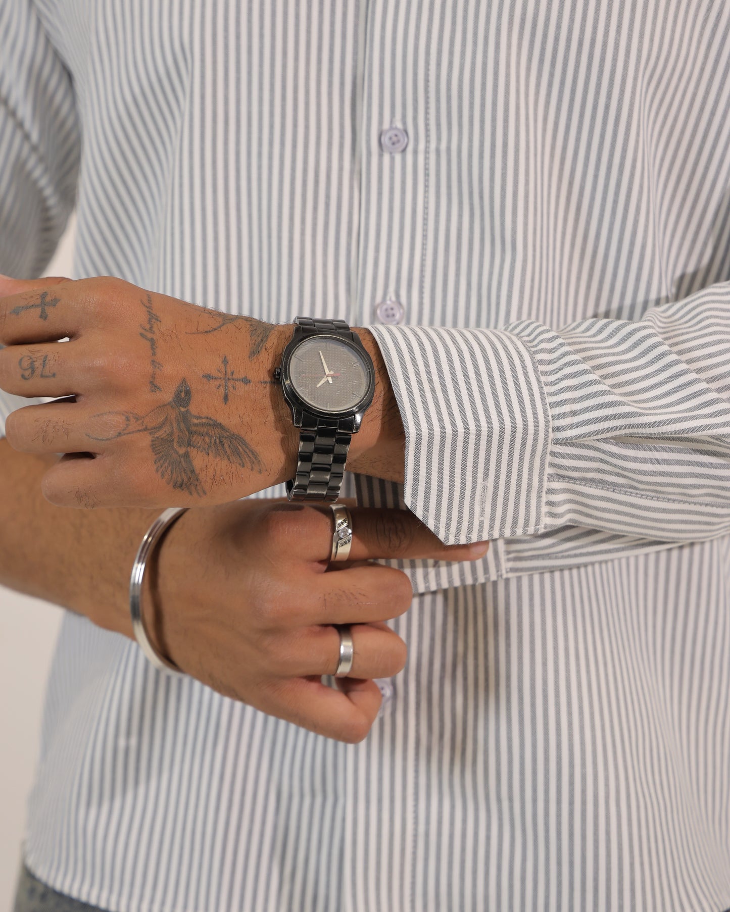 Men's Grey Stripe Regular Fit Shirt