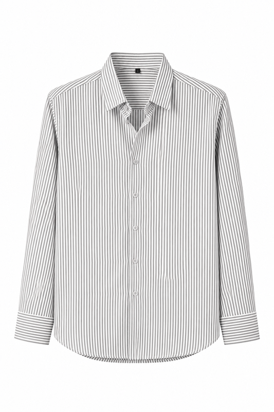 Men's Grey Stripe Regular Fit Shirt