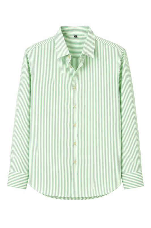 Men's Green Stripe Regular Fit Shirt