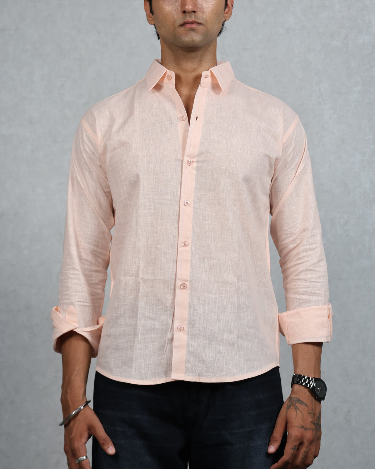 Men's Pink Linen Shirt