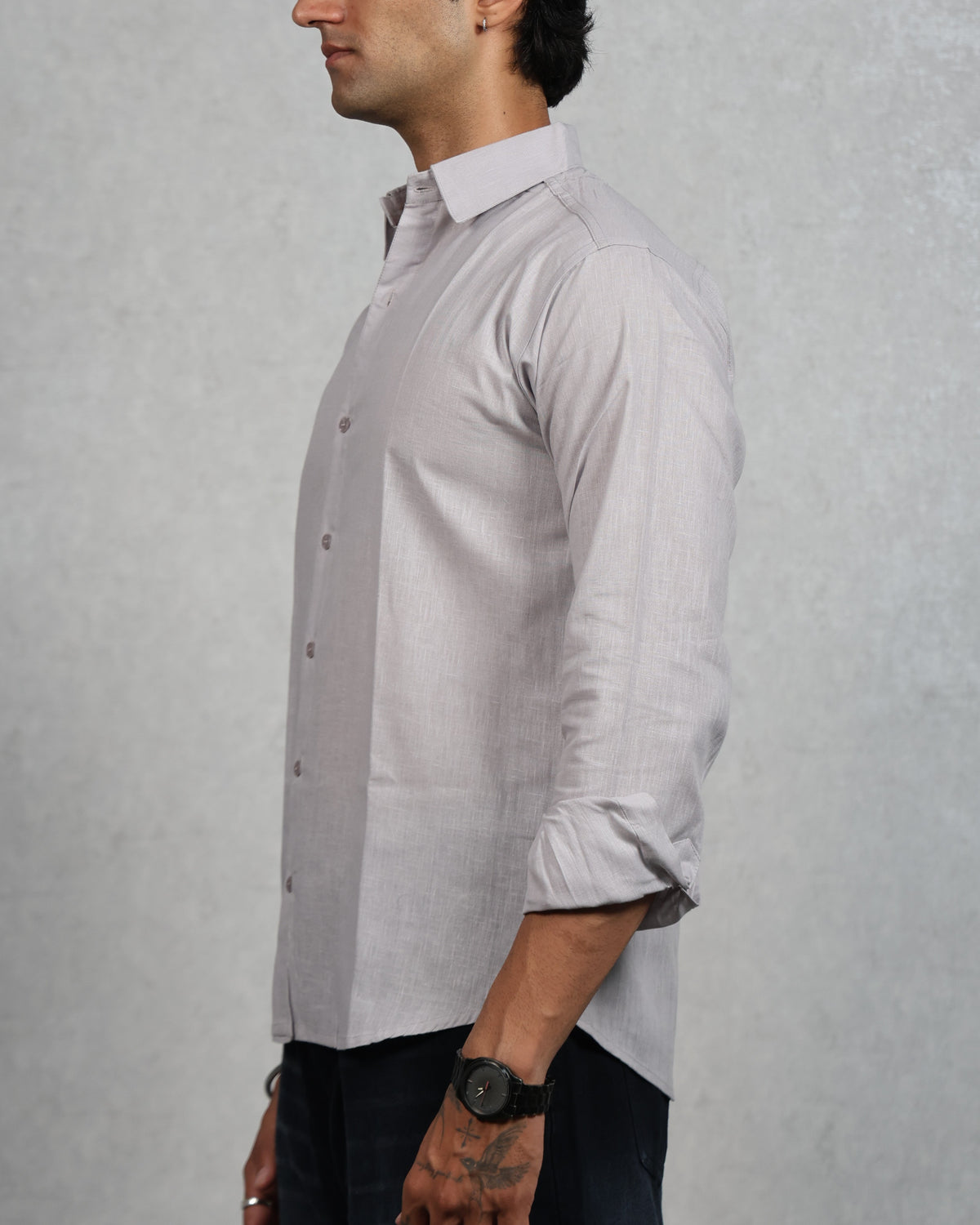 Men's Grey Linen Shirt