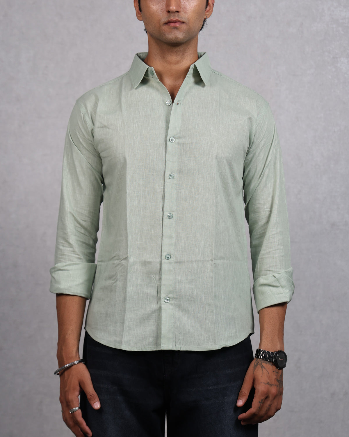 Men's Green Linen Shirt