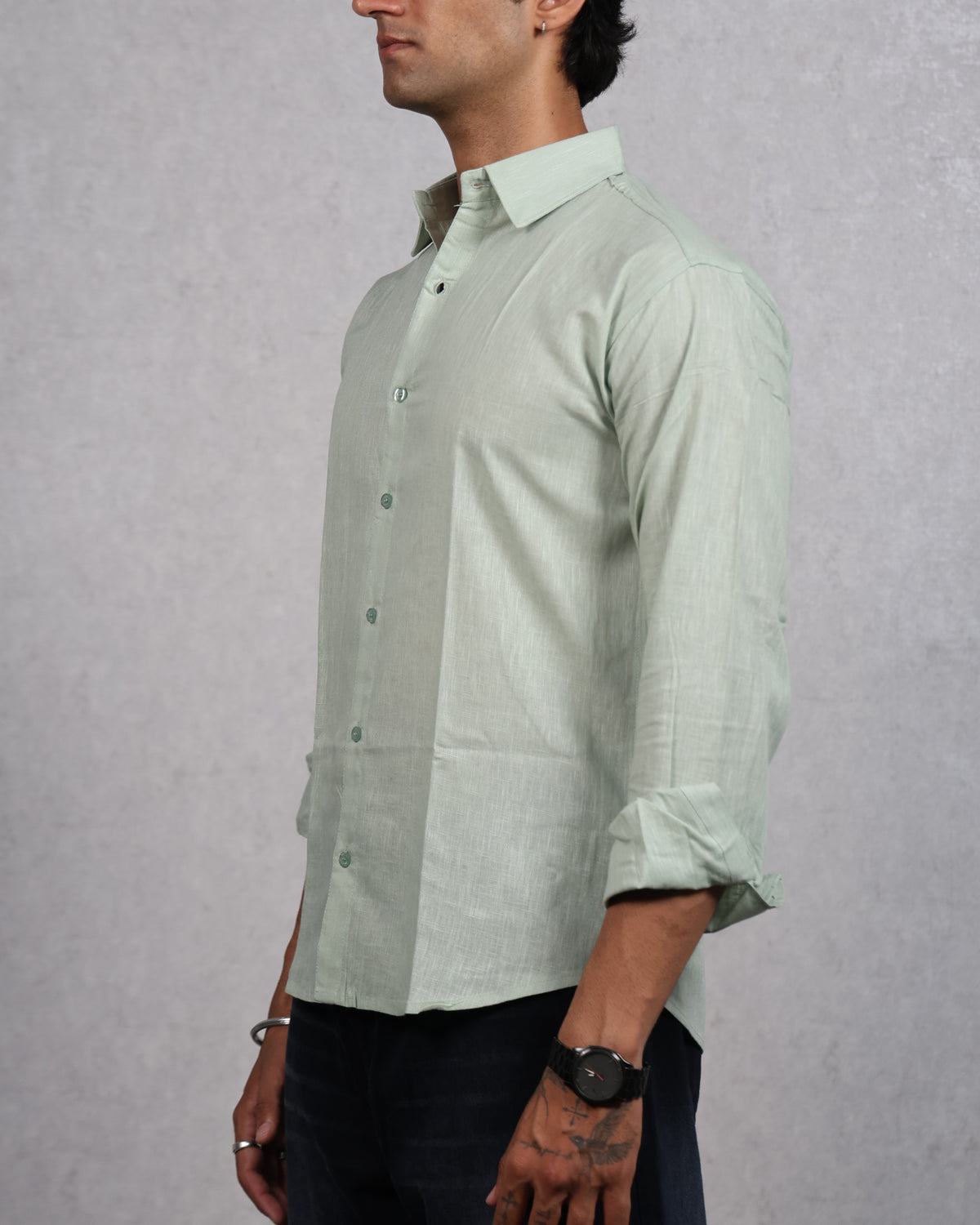 Men's Green Linen Shirt