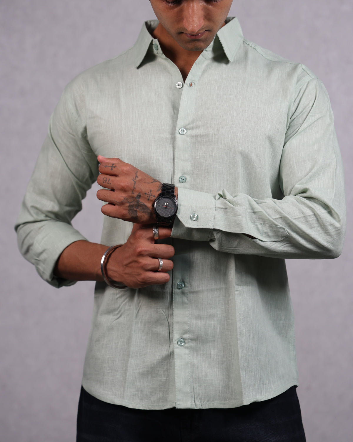 Men's Green Linen Shirt