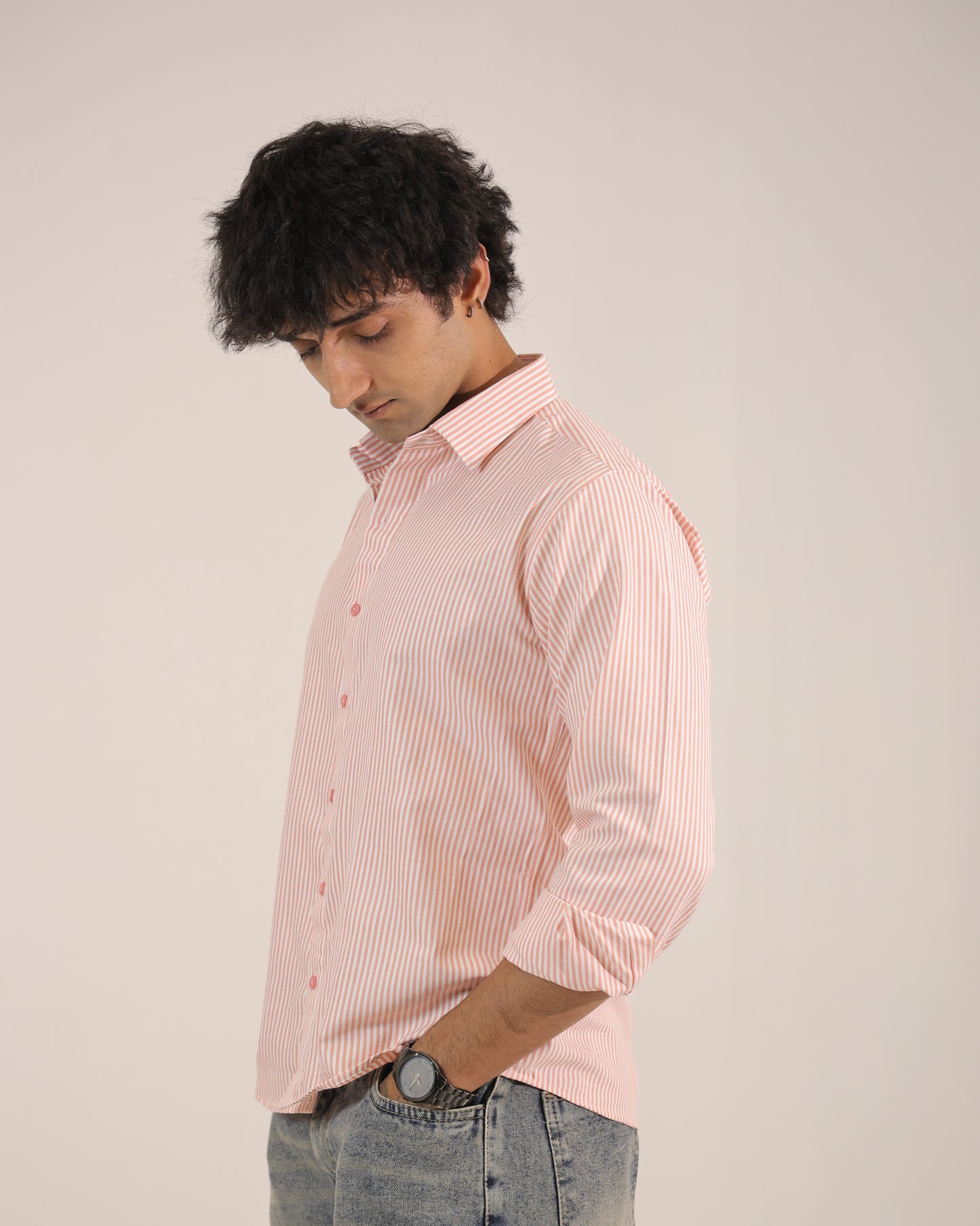 Men's Pink Stripe Regular Fit Shirt