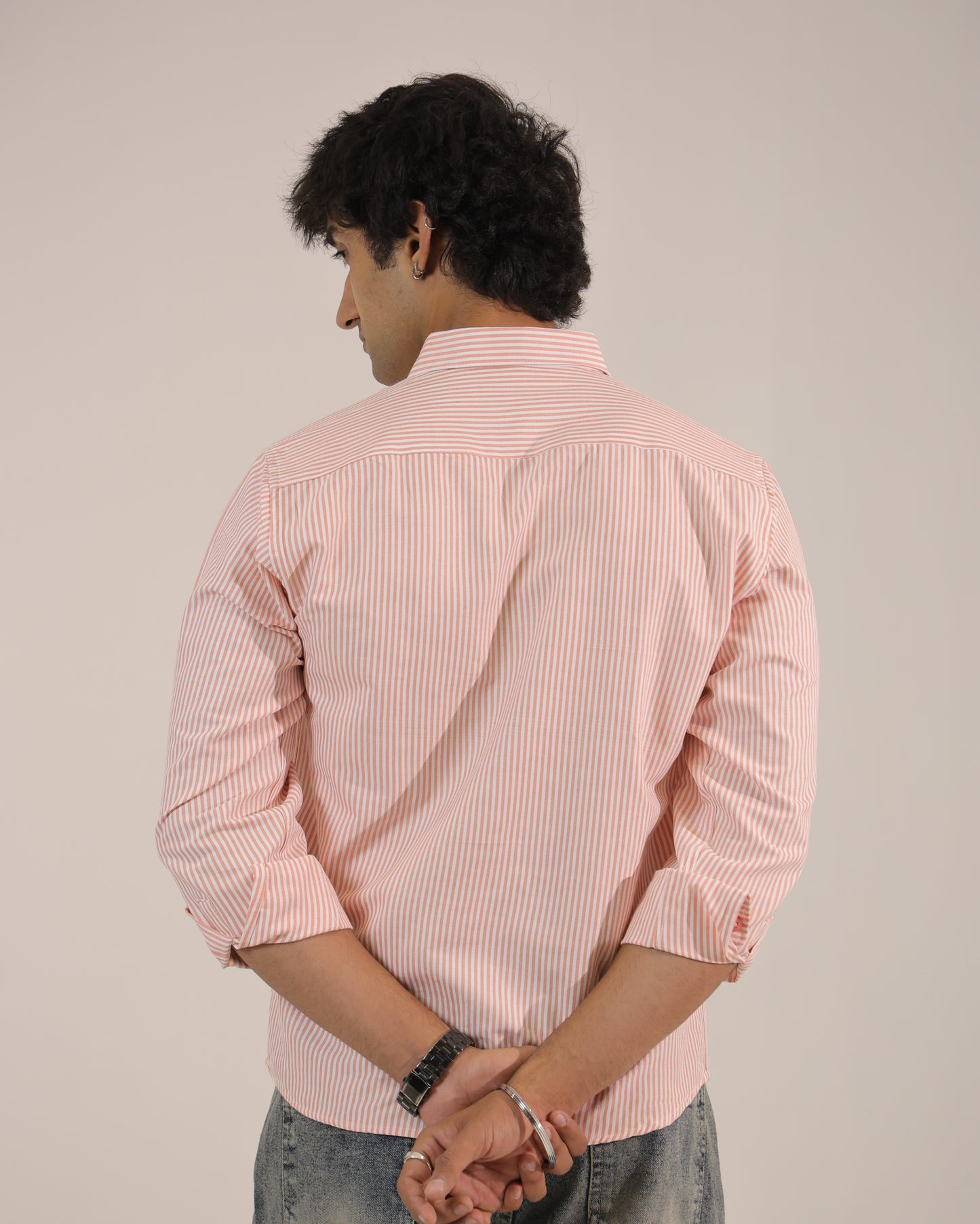 Men's Pink Stripe Regular Fit Shirt
