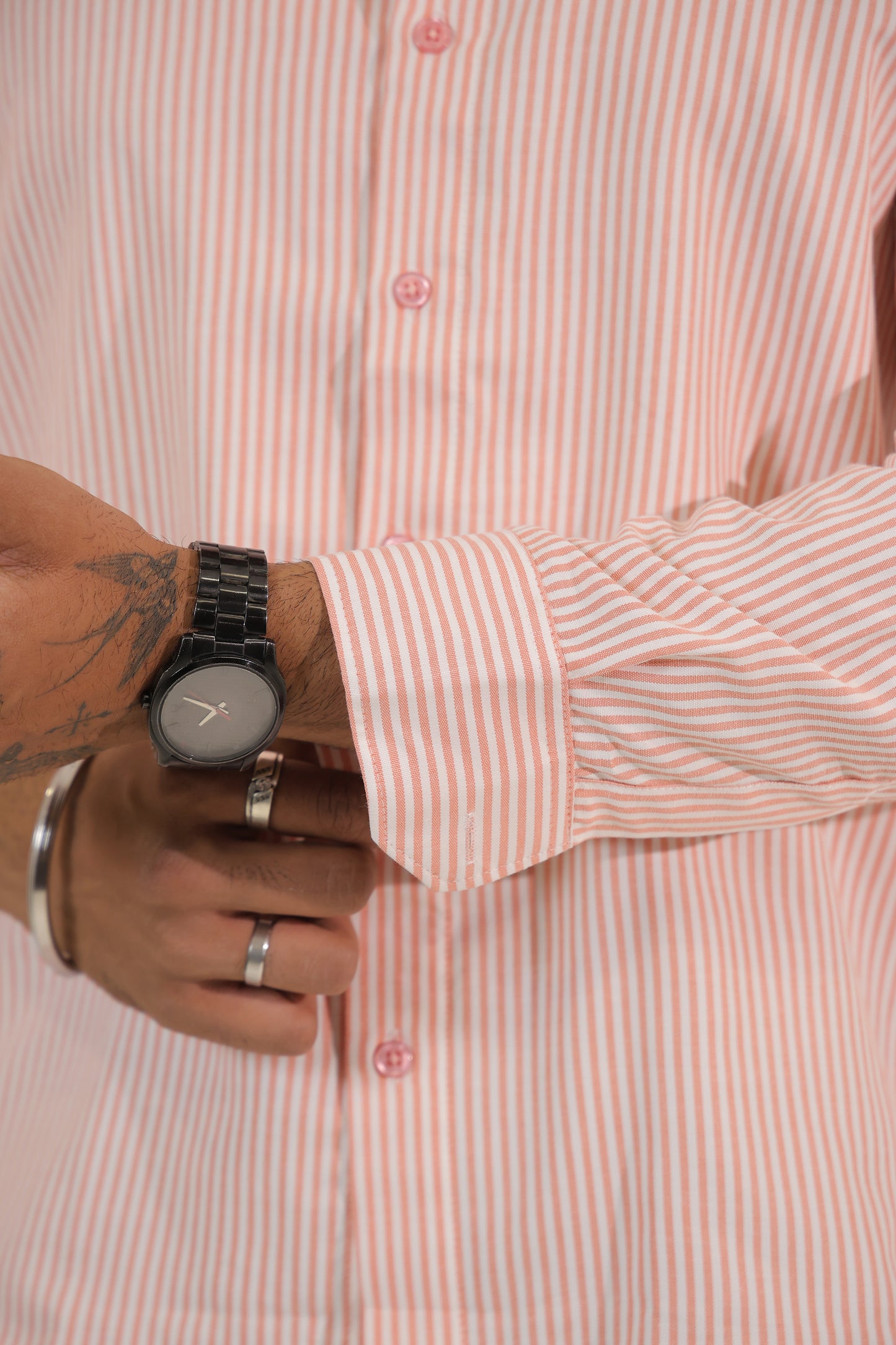 Men's Pink Stripe Regular Fit Shirt