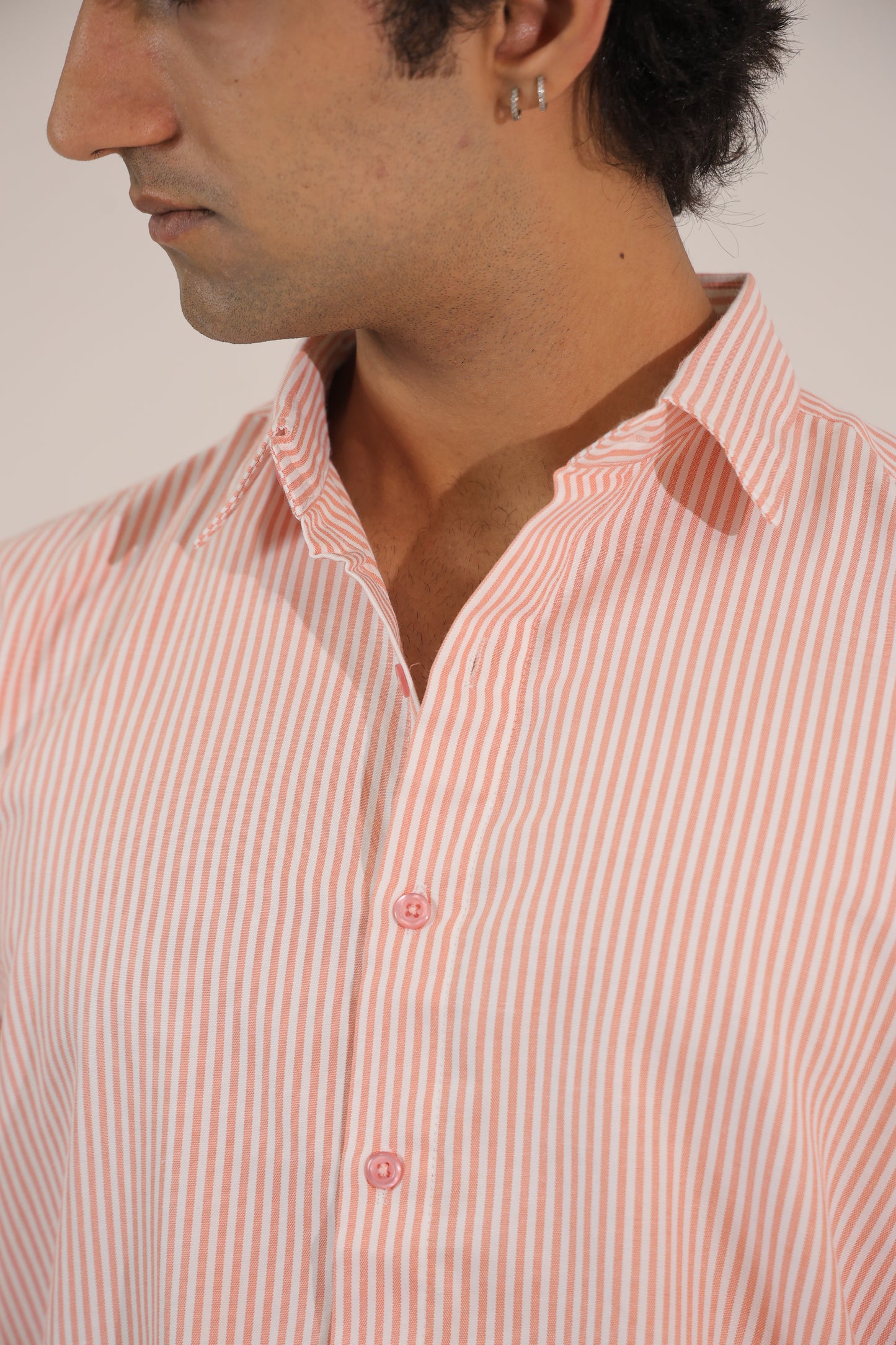 Men's Pink Stripe Regular Fit Shirt