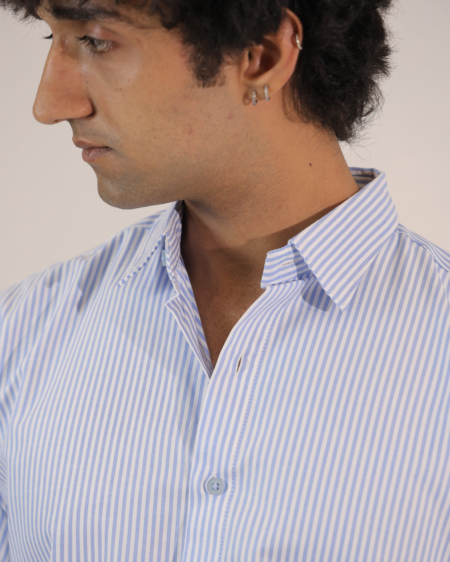 Men's Blue Stripe Regular Fit Shirt