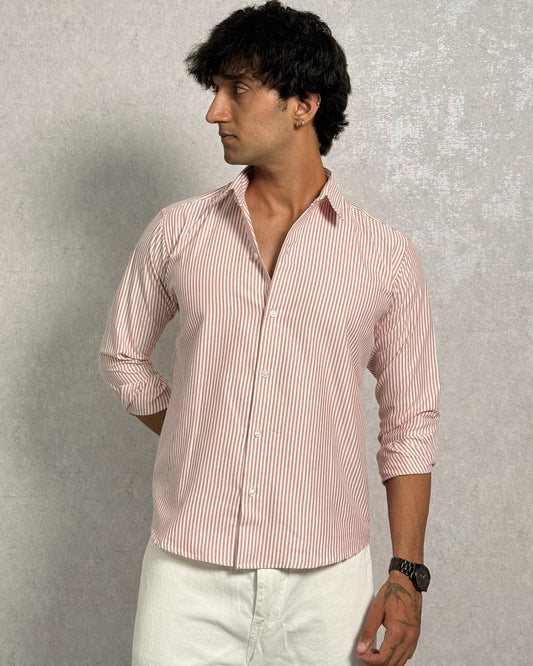 Men's Pink Stripe Regular Fit Shirt